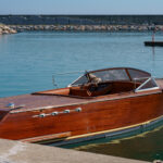 Marine parking of boats and yachts in Turkey. Yacht docked in sea port